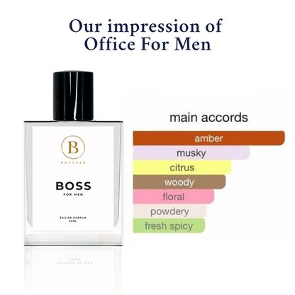 Bouyesh Boss perfume bottle and packaging