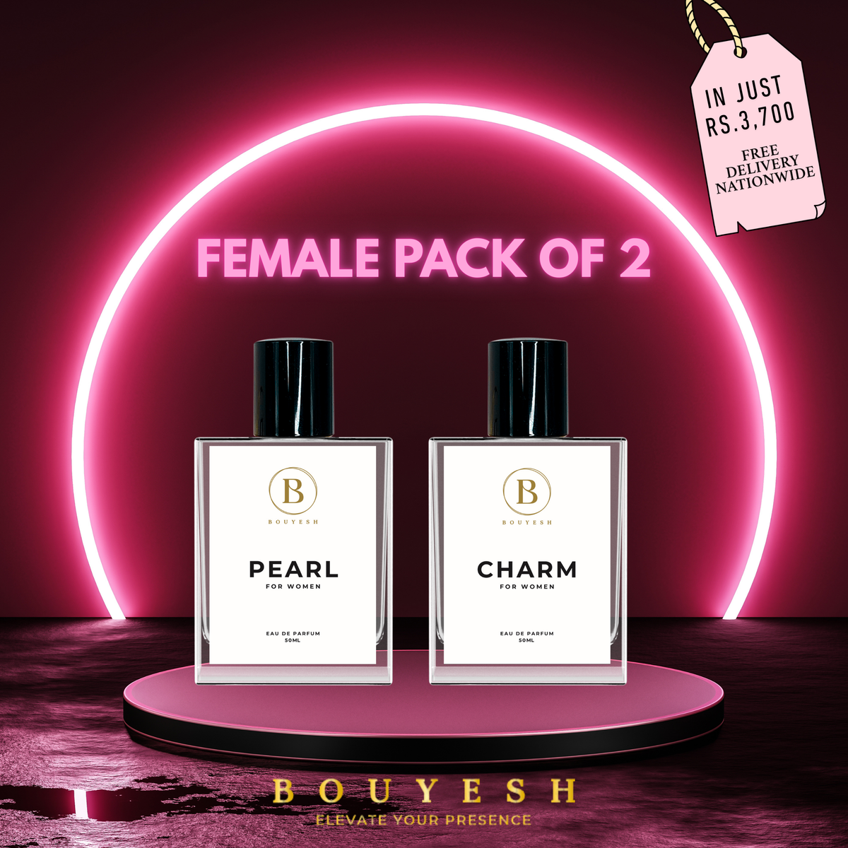 Bouyesh women's perfume duo with Charm and Pearl 50ml bottles