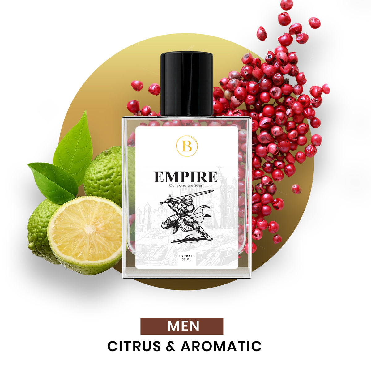 Bouyesh Empire 50ml signature Extrait de Parfum bottle with green tea notes