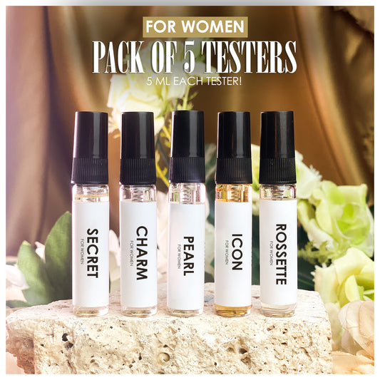 Bouyesh women's perfume sample pack with five 5ml fragrance testers